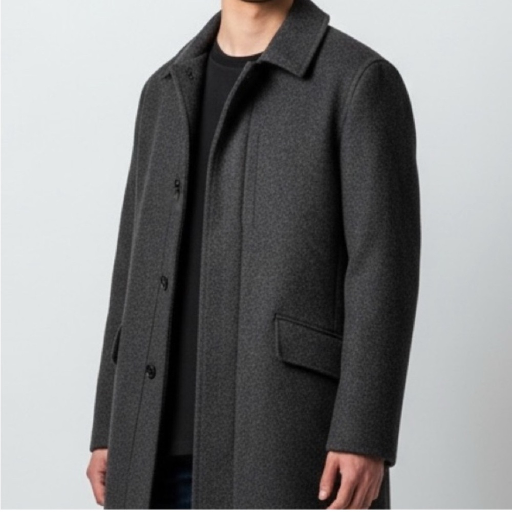 Banana Republic Italian Wool Cashmere Charcoal Gray Trench Overcoat | Size M